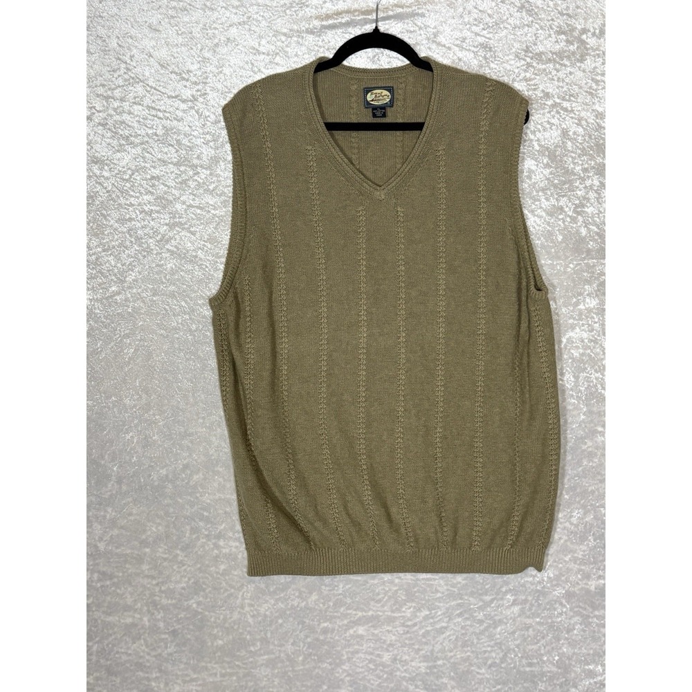 Tommy Bahama Men's Cotton Y2K CableKnit Sweater Vest XL Beige Golf Preppy Office